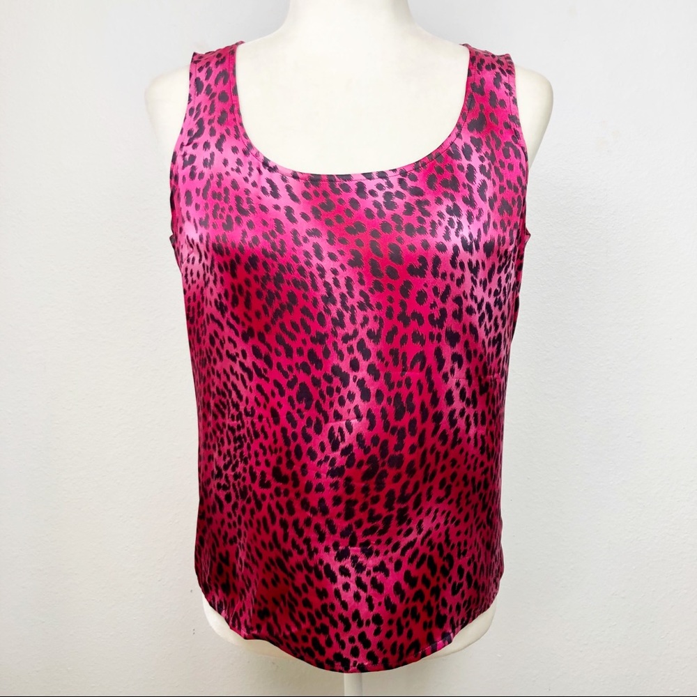 ST JOHN Silk Pink Animal Print Sleeveless Top P S